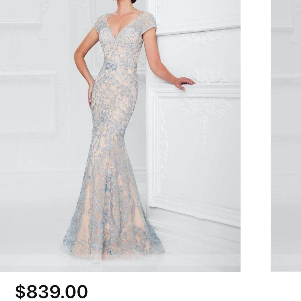 Ivonne D for Mon Cheri hand-beaded illusion dress Size 6
